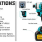 688N.m 8-Speed 1/4'' Brushless Electric Screwdriver Cordless Screwdriver Electric Drill Impact Driver Kit for Makita 18V Battery