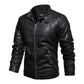 Autumn Winter Outdoor Casual Motor Biker PU Leather Jacket Men Fashion Leather Jacket Men Motorcycle Slim Fleece Jacket Coat