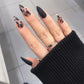 24ps/Box Long Ballerina Full Cover Artificial French False Nails Art Green Graffiti Color Blocking Gold Thread Fake Nail Tips