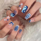 24Pcs Long Ballet Press On Nail Art Wearing Manicure Glitter Point Drill False Nails Removable Full Cover Artificial Fake Nails
