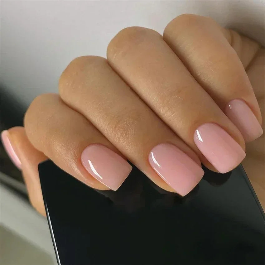 24pcs Artificial Nail Art Fake Nails Full Coverage Removable Ballet Short Press On Nails tips Chips Waterproof Solid Colour set