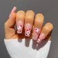 24ps/Box Long Ballerina Full Cover Artificial French False Nails Art Green Graffiti Color Blocking Gold Thread Fake Nail Tips