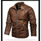 Autumn Winter Outdoor Casual Motor Biker PU Leather Jacket Men Fashion Leather Jacket Men Motorcycle Slim Fleece Jacket Coat