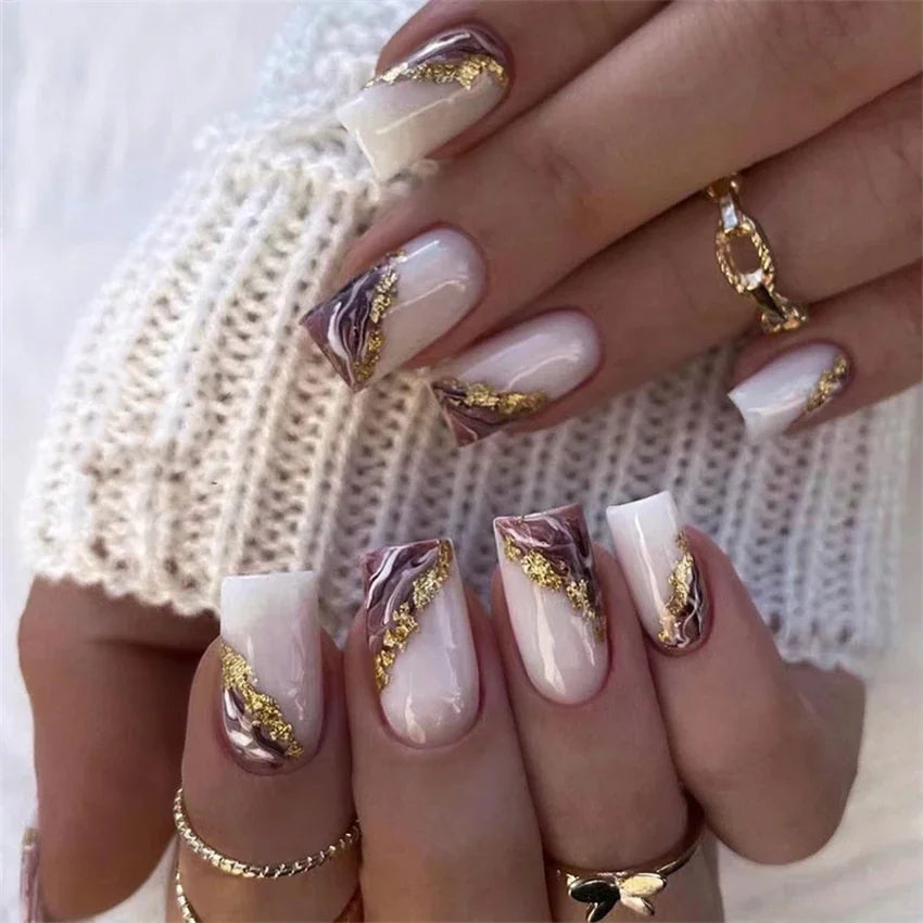 24p Artificial Acrylic Nail Art Fake Nails Full Coverage Removable Press On Nails Tip French Light Pink Heart False Nail Designs