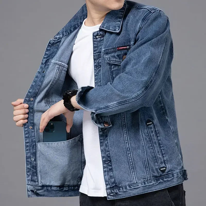 Denim Jackets Man Cargo Jeans Coat for Men Japanese Gray Overcoat Winter 2024 Lxury High Quality Cheap Price Stylish on Board G