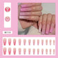 24p Artificial Acrylic Nail Art Fake Nails Full Coverage Removable Pressing Nail Tips Lotus Root Pink Leopard Print False Nails