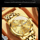 OLEVS Quartz Watch for Men Luxury Diamonds Gold Watch Waterproof Luminous Stainless Steel Business Men's Quartz Watch Mens Watch