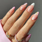 24Pcs Ballerina Press On Nail Tips Oval Head False Nails Almond Artificial Fake Nails With Glue Full Cover Press Manicure Tools