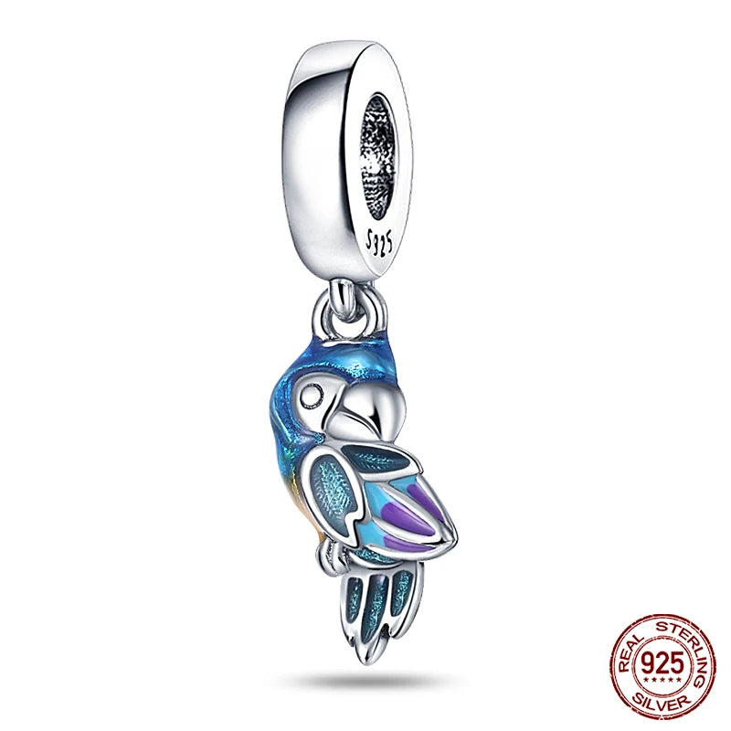 Fit Pandora 925 Original Bracelet 925 Silver Plate Flower Bird Series Charms Beads For Women Fashion DIY Jewelry Gifts Making
