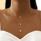 1Pc Multi-layered Dainty Light Luxury Water Drop Love Heart Star Set Chain Pendant Metal Collarbone Necklace Gift For Girl Women