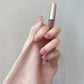 24Pcs Medium Long Ballet Fake Nails Art Flat Head Gold Line Frosted False Nails Press on Full Cover Removable Stick on Nail Tips