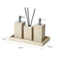 Beige Travertine Bathroom Accessories Set Natural Marble Soap Dispenser Soap Dish Reed Diffuser Vanity Tray Bathroom Set
