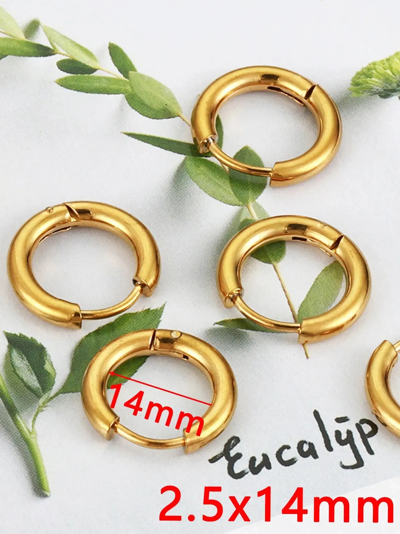 10pcs Gold Color Stainless Steel Ear Hoop Earrings Women Earrings Men Punk Hiphop Gift Fashion Jewelry Piercing Accessories
