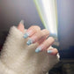 24Pcs Mid-length Ballet False Nails Cute Childlike Rainbow Press On Nails Iced Through Milk Tea Fake Nails Free Shipping Items