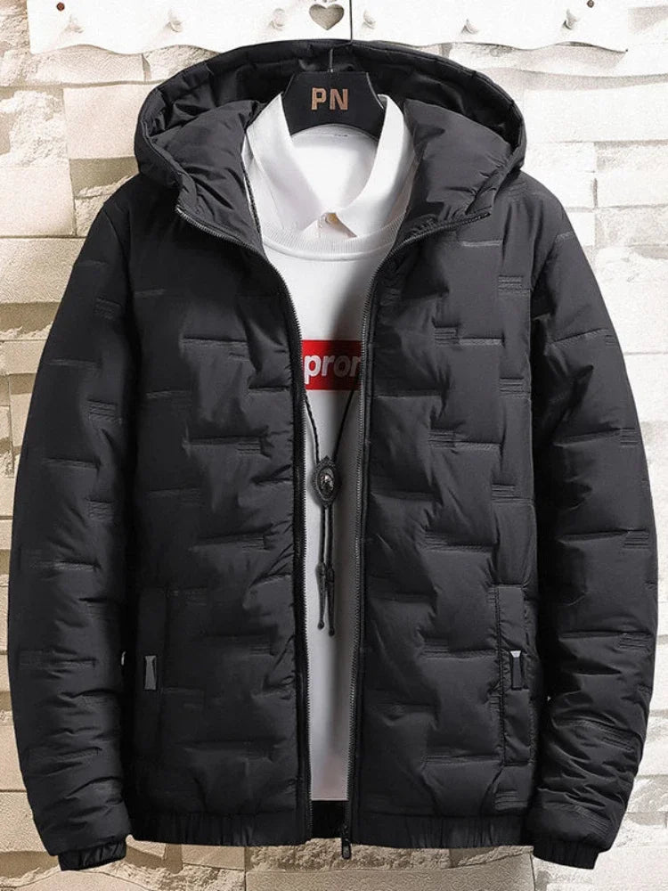 Down Jackets for Men Hooded Man Padded Coat Fashion 2024 Parkas Lightweight Padding Cold Warm Clothes New in & Korean Popular