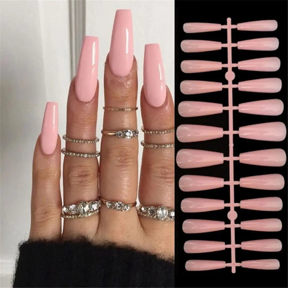 24pcs Short Square Fake Nails Colorful French False Nails Detachable Ballerina Full Cover Nails Tips Press on Nails