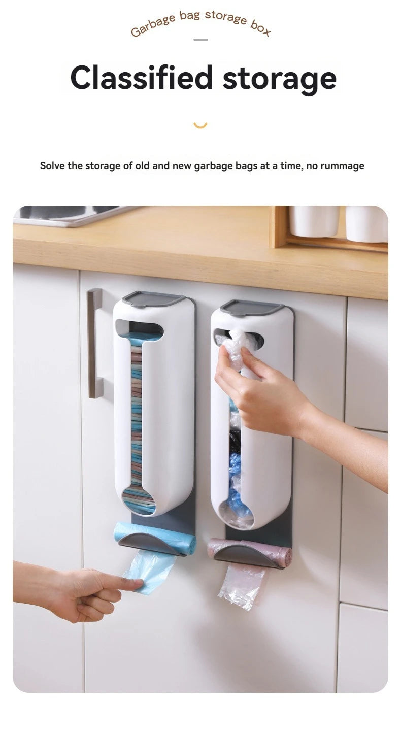 Innovative Wall Mounted Plastic Bag Dispenser Organizer for Kitchen and Home - Easy Access, Neat Organization and Space-saving