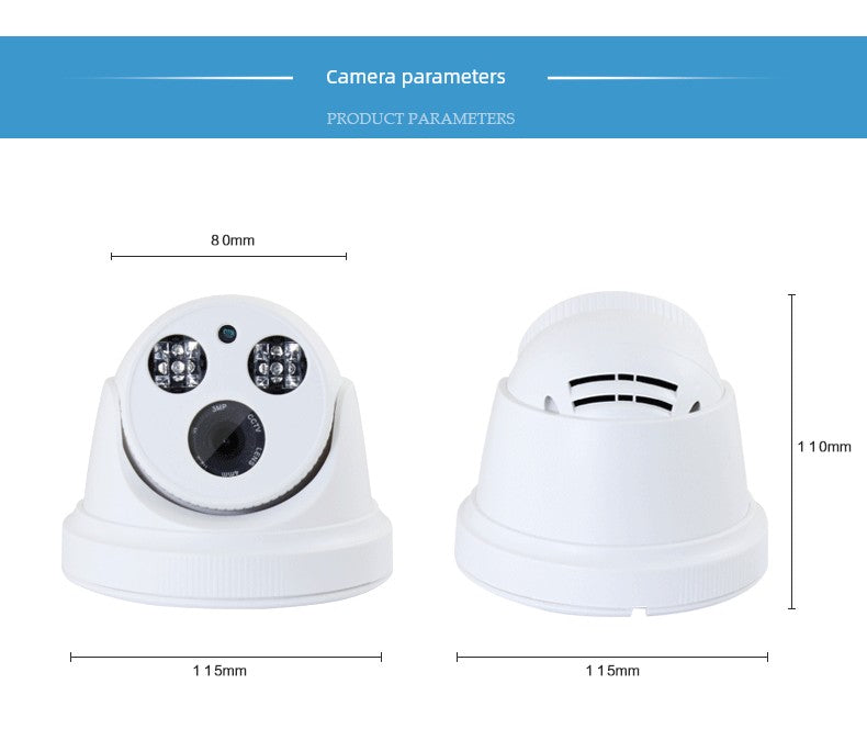 Wired Digital HD Night Vision Poe For Home Dome Network Camera H.265 Audio Monitoring Network Cable Power Supply