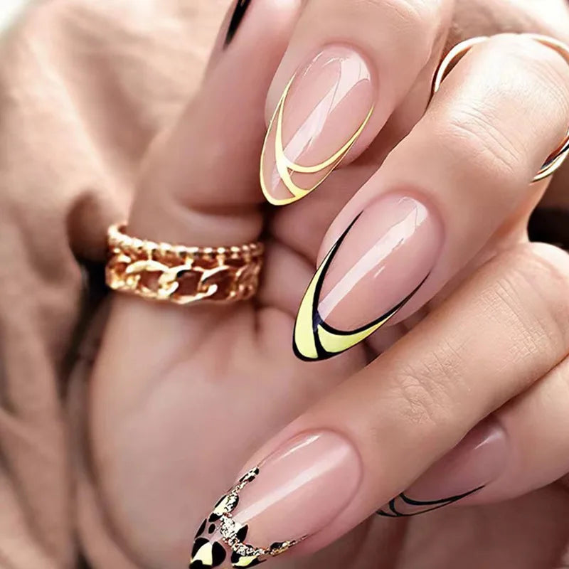 24Pcs Ballerina Press On Nail Tips Oval Head False Nails Almond Artificial Fake Nails With Glue Full Cover Press Manicure Tools