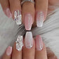 24Pcs Long Ballet Press On Nail Art Wearing Manicure Glitter Point Drill False Nails Removable Full Cover Artificial Fake Nails