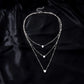Multi-layer Five-pointed Star Heart Shape Water Drop Pendant Chain Necklace Alloy Material Glass Collarbone Chain Sexy Women's
