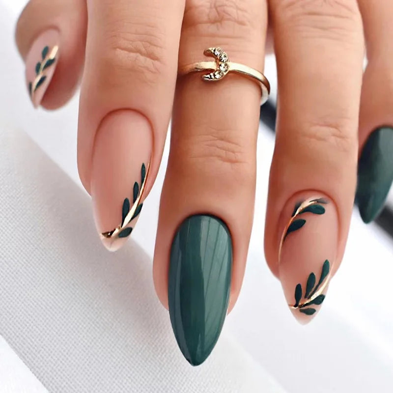 24Pcs Ballerina Press On Nail Tips Oval Head False Nails Almond Artificial Fake Nails With Glue Full Cover Press Manicure Tools