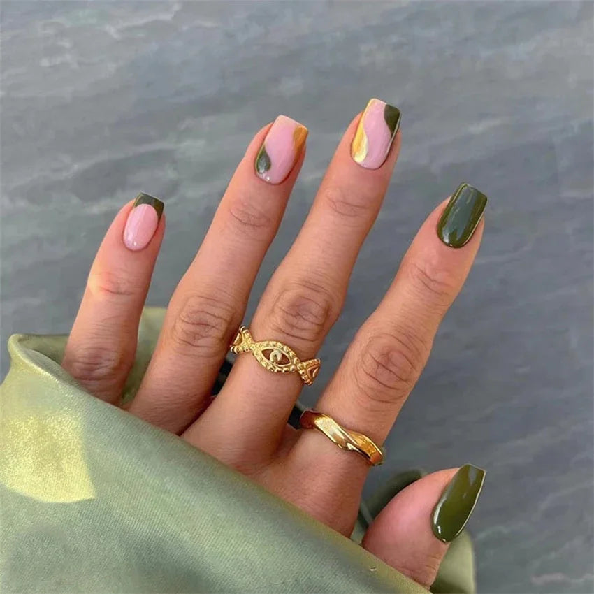 24p Artificial Acrylic Nail Art Fake Nails Full Coverage Removable Press On Nails Tip French Light Pink Heart False Nail Designs