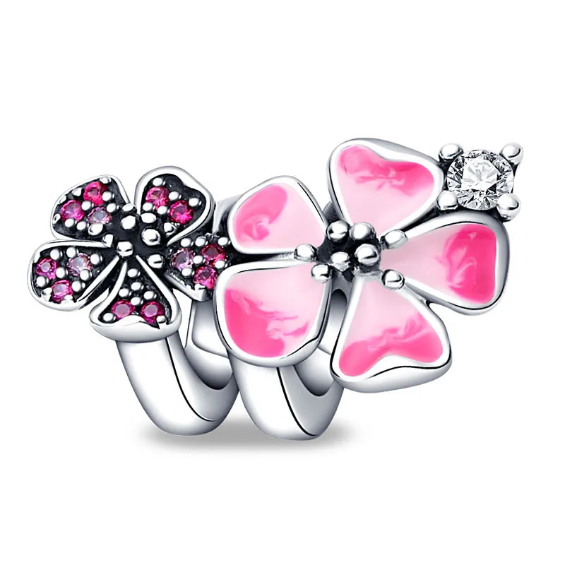 Fit Pandora 925 Original Bracelet 925 Silver Plate Flower Bird Series Charms Beads For Women Fashion DIY Jewelry Gifts Making