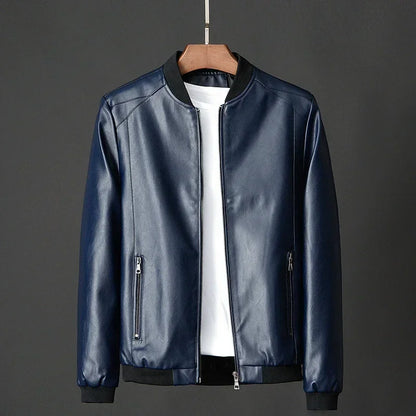 Spring Black Jacket for Men PU Leather Cycling Jacket Men Korean Slim Thin Trendy Clothes Long Sleeve Boy Coat Oversize Xxxl 4xl