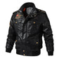 Vintage Black Brown Real Cowhide Genuine Leather Jacket Real Fur Men's Leather Jacket Bomber Men Leather Jacket Motorcycle Coat