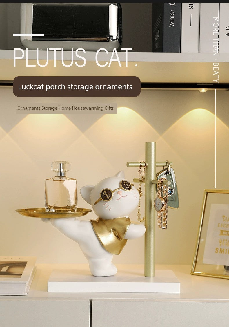Key Storage Decoration Home Tray Moving Fortune Cat