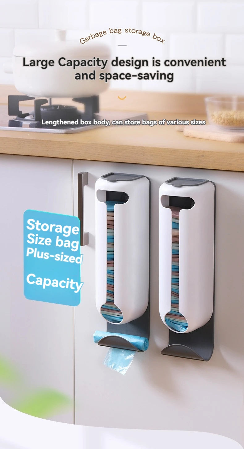 Innovative Wall Mounted Plastic Bag Dispenser Organizer for Kitchen and Home - Easy Access, Neat Organization and Space-saving