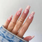 24Pcs Medium Long Ballet Fake Nails Art Flat Head Gold Line Frosted False Nails Press on Full Cover Removable Stick on Nail Tips