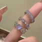 3 Pcs/set Love Heart Rings For Women Girls Light Luxury Rhinestone Opening Ring Sweet Finger Ring Wedding Party Accessories