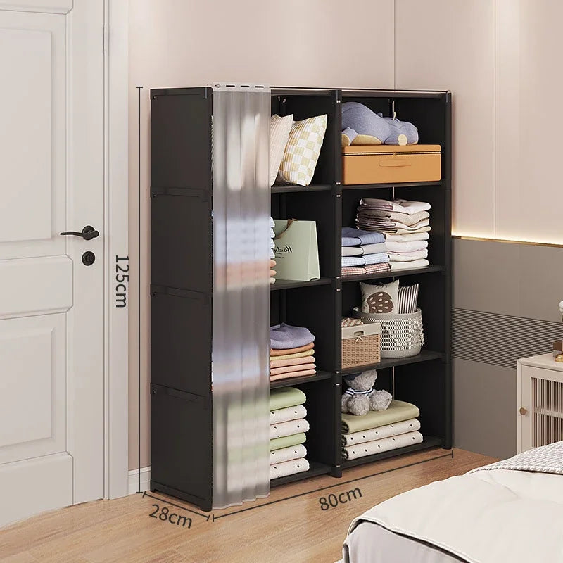 Dustproof Wardrobe Simple Cloth Wardrobe Organization Shelves Multipurpose Storage Rack High Capacity Furniture Closet Cabinet