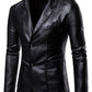 2024 Men Slim Autumn New Causal Vintage Leather Jacket Coat Men Design Motorcycle Biker Zipper Pocket PU Leather Jacket Coat