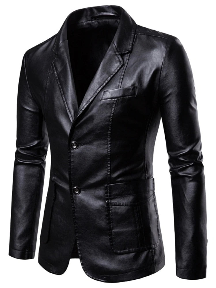 2024 Men Slim Autumn New Causal Vintage Leather Jacket Coat Men Design Motorcycle Biker Zipper Pocket PU Leather Jacket Coat