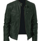 Mens Leather Jacket Autumn Winter Business Gentleman Warm Zipper Cardigan Pocket PU Leather Jacket Stand Collar Slim Coat