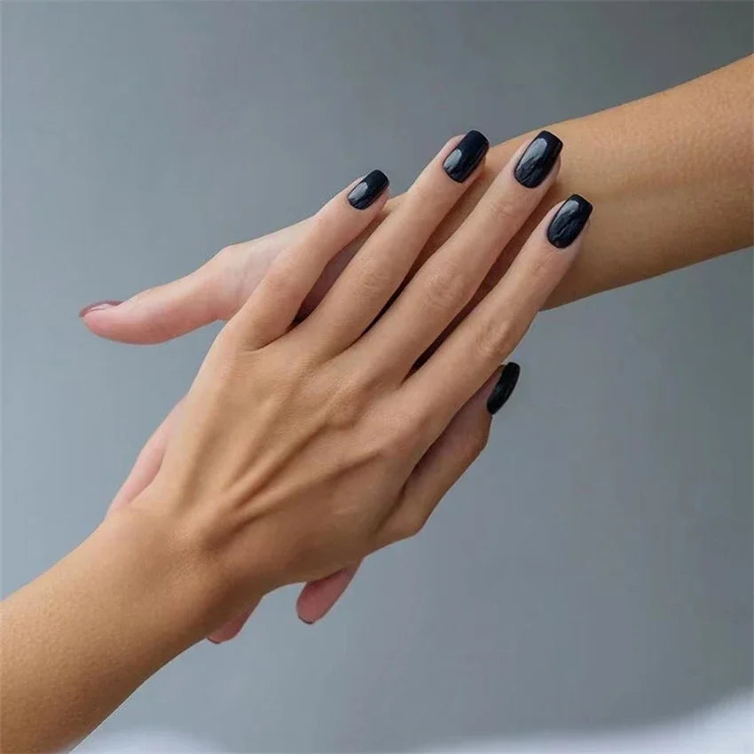 24pcs Artificial Nail Art Fake Nails Full Coverage Removable Ballet Short Press On Nails tips Chips Waterproof Solid Colour set