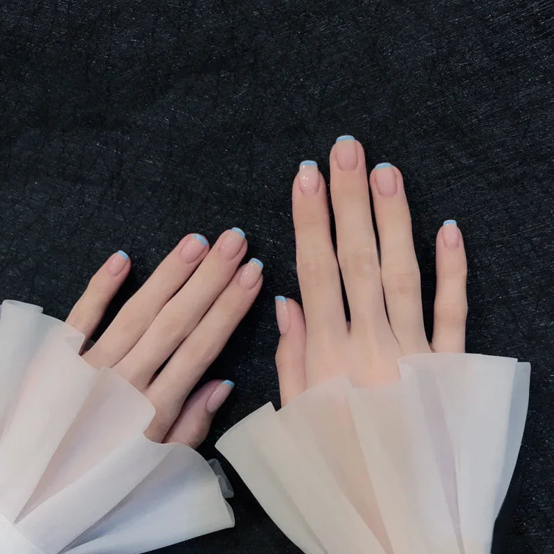 24Pcs Long Ballet Press On Nail Art Wearing Manicure Glitter Point Drill False Nails Removable Full Cover Artificial Fake Nails