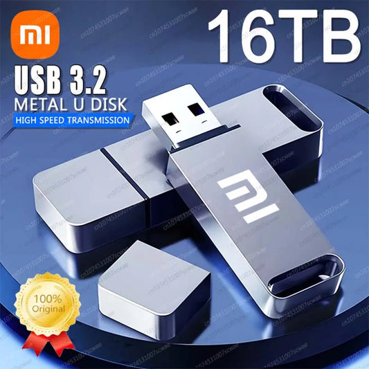 Flash Drive 16TB USB 3.2 Flash Drive 8TB Type-C Interface Metal Real Capacity Memory Stick High Speed Pen Drive Flash Memory U Disk