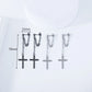 2 Pcs Punk Silver Color Cross Drop Earrings for Women Men Gothic Hip Hop Long Tassel Hanging Earring Jewelry Gift Bijoux