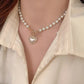 Elegant Pearl Necklace For Women Heart Pendant Necklaces Luxury Imitation Pearls Chain Necklaces Korean Jewelry Girls Gifts