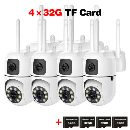8MP HD Wifi Surveillance PTZ Camera Outdoor 4MP Dual Lens Dual Screen AI Auto Tracking IP Security Protection Camera CCTV Video