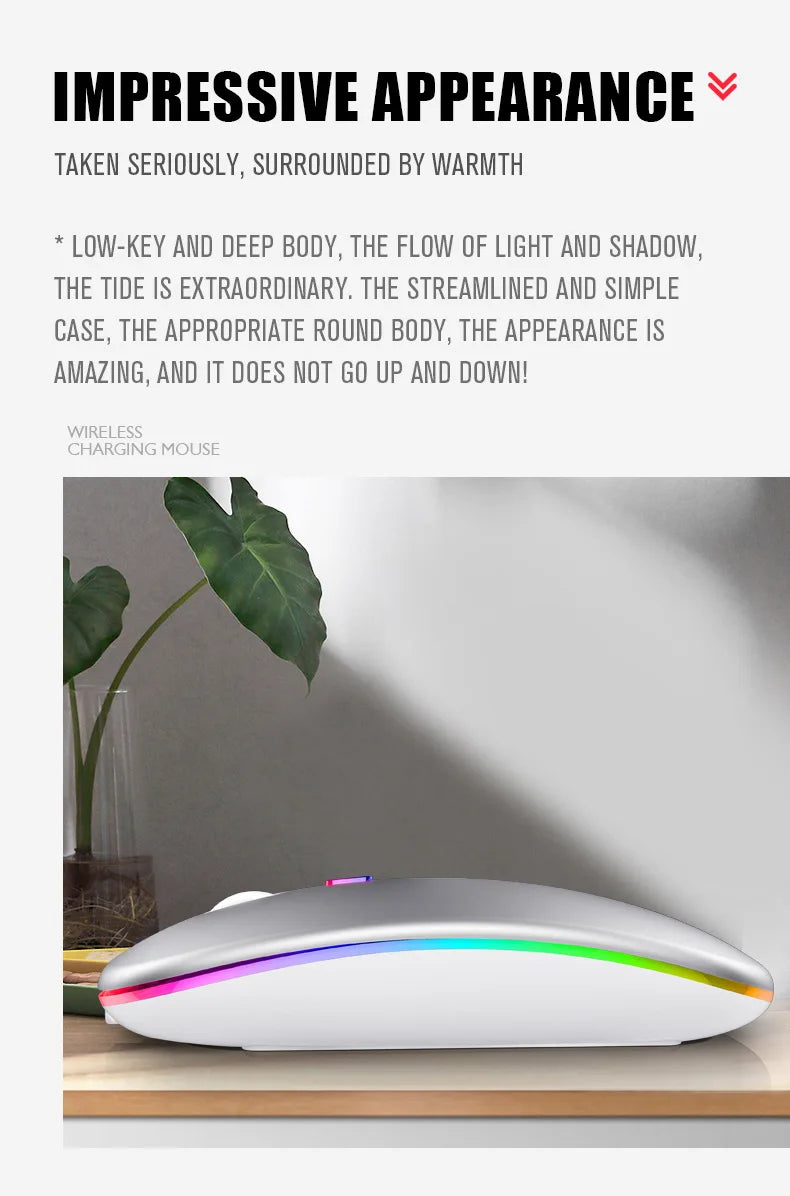 Tablet Phone Computer Bluetooth Wireless Mouse Rechargeable RGB Backlight Mice for iPad PC Laptop Tablet Phone 2.4GHz USB Mouse