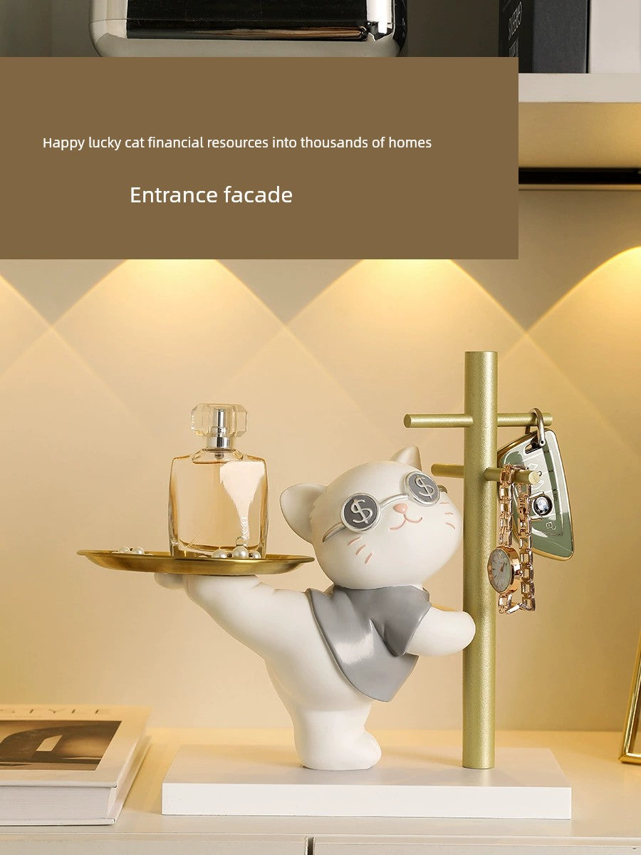 Key Storage Decoration Home Tray Moving Fortune Cat