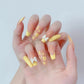 24ps/Box Long Ballerina Full Cover Artificial French False Nails Art Green Graffiti Color Blocking Gold Thread Fake Nail Tips
