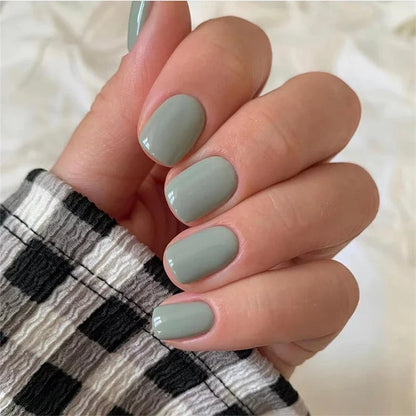 24pcs Artificial Nail Art Fake Nails Full Coverage Removable Ballet Short Press On Nails tips Chips Waterproof Solid Colour set