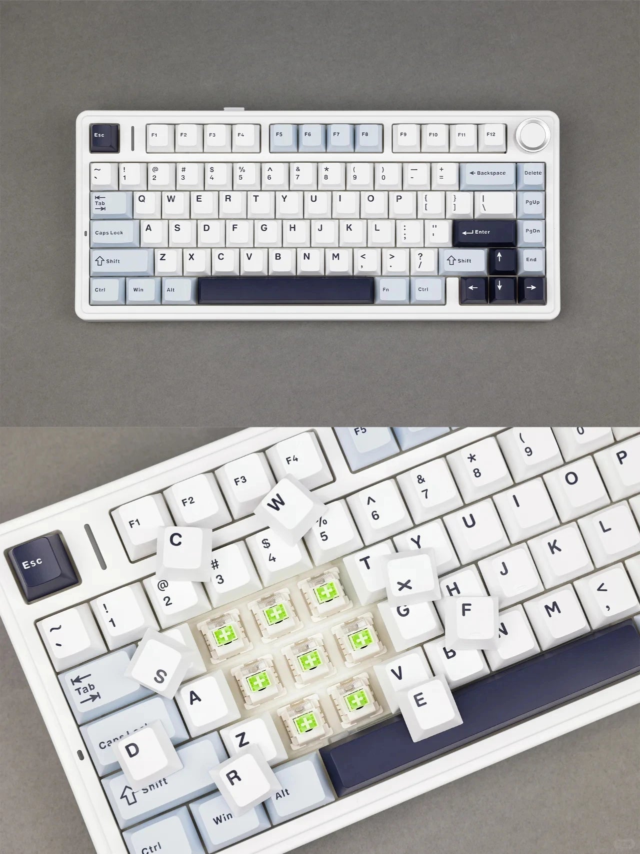 AULA F75 Mechanical Keyboard 2.4G Wireless/Bluetooth/Wired RGB PBT 75% Layout OEM Profile Gasket Customized Pc Gaming Keyboard