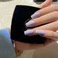 24ps/Box Long Ballerina Full Cover Artificial French False Nails Art Green Graffiti Color Blocking Gold Thread Fake Nail Tips